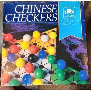 Vintage Golden Classic Games Chinese Checkers Board Game 60 Marbles Used